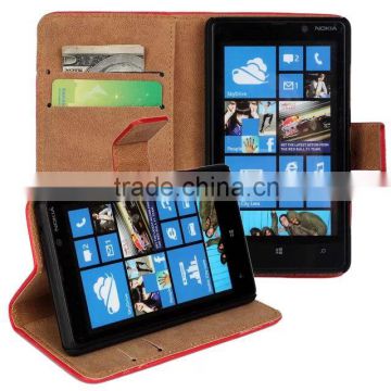 Real Leather Case Flip Cover Card Slot Wallet for NOKIA Lumia 820