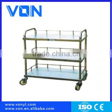 Stainless steel instrument trolley with 3 layers