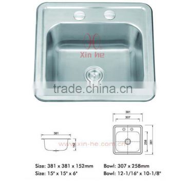 Two Tap Holes Topmounted Single bowl used commercial stainless steel sink