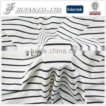 Jiufan Textile Stripe Printed Spun Polyester Spandex Single Jersey Knit Roma Fabric