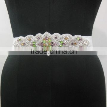Hottest design china 2015 newest fashion top White Wedding Dress With Black Belt