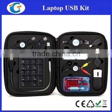Computer Accessories 10 In 1 USB Travel Kit Set With Keyboard