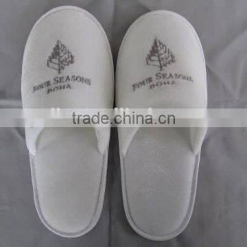 100 Cotton Laser Cut Design Flat Slippers with Sponge Heels