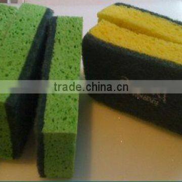 natural cellulose sponge with scouring pad for car kitchen clean