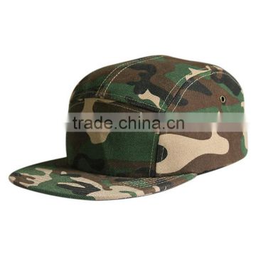 Men's durable military flat short brim 5 panel cap camouflage hat