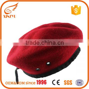 Classic winter warm wholesale red beret hats custom 100% wool beret caps
