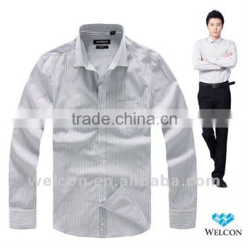 long sleeve latest brand design classic black and white stripe slim fit business formal dress men shirt