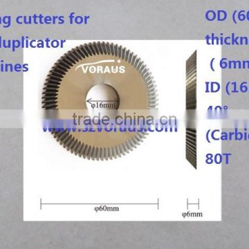 Milling cutters for key-duplicator machines OD (60mm) thickness (6mm) ID (16mm) 40 (Carbide) 8