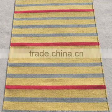 Flat weave Stripes design Hemp (Millspun) and Wool dhurrie rug