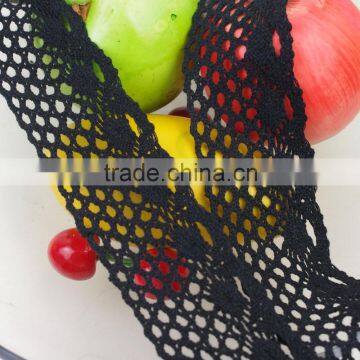 5.5cm Garment accessories ribbon high quality cheap lovely white cotton voile black lace trimming c550201