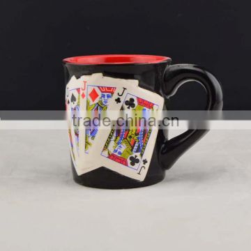 factory direct poker shape ceramic coffee mug with handle