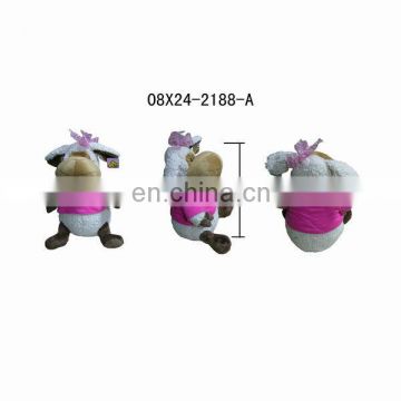 Plush Girl Sheep Toy in Pink Clothes Pretty Sheep with Headwear