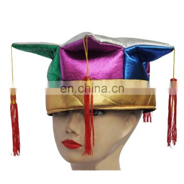 MCH-1199 Party Carnival funny velvet wholesale adult colorful glossy Joker Hat with tassels