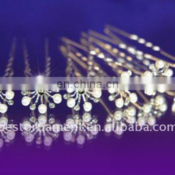 Bridal Rhinestone Faux Pearl Flower Hair Pins