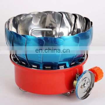 Small Outdoor Hiking Foldable Round Stainless Steel Camping Gas Burner Stove