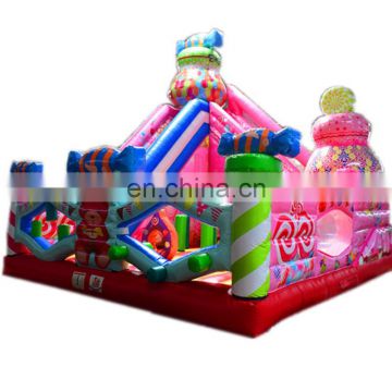 Candy theme kids pink inflatable fun park big equipment for parties