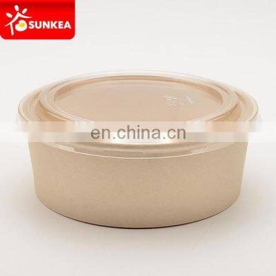 Single use paper take away salad bowl with plastic lid