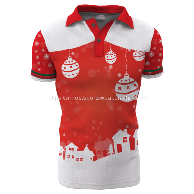 2023 new sublimated custom polo shirts with classic red and white colors