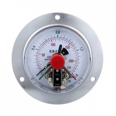 NPT1/2 100mm electric contact pressure gauge axial back connection type with flange edge pressure gauges
