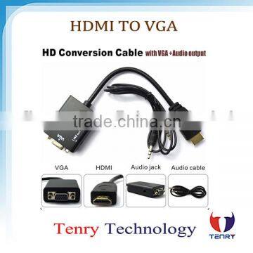 15CM vga to hdmi converter price Plus 3.5mm Audio Cable for HDTV PC Black New