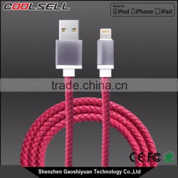 Fast Charge 8 Pin PU leather usb mfi cable for iphone 6 usb cable for iPhone 6 MFi Cable