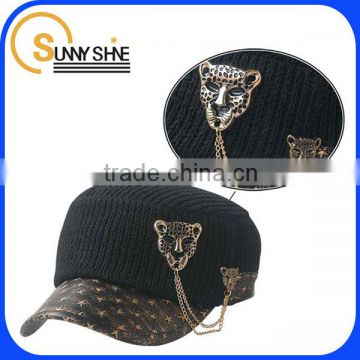 Sunny Shine custom design leopard rivet cap wool winter hats