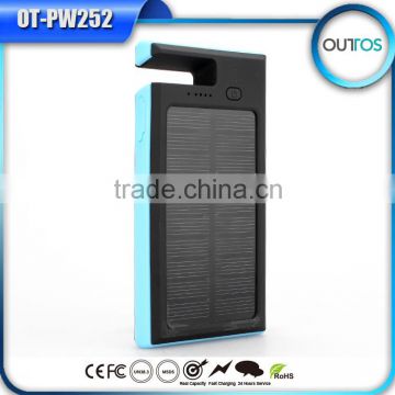 High quality outdoor 8000mah portable solar charger with led light