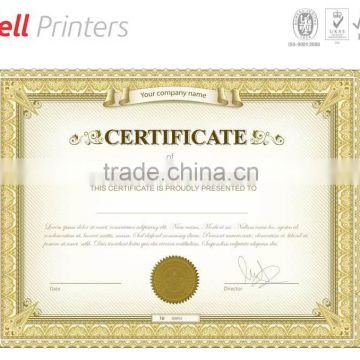 Gold stamping certificate printing from India