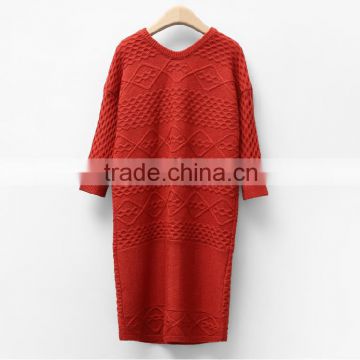 ladies trendy long sleeve sweater european stylish knitting pattern sweater dress
