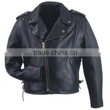 Mens leather brando biker style vented motorcycle jacket brand new