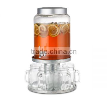SINOGLASS with 6 mugs glass Beverage dispenser