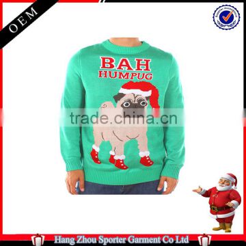 16FZCS70 doggy pattern knitted christmas sweater ugly holiday jumper