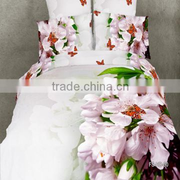 latest new vivid and luxuary flowers 3D reactive printed bedding set with wholesale price and high quality