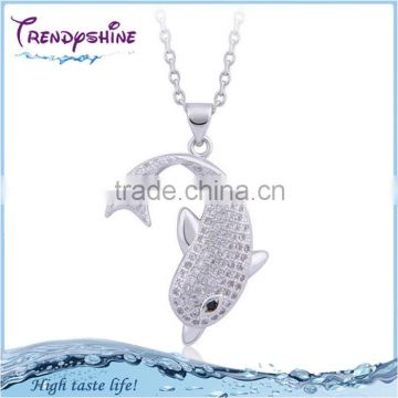Cheap women's crystal dolphin design handmade felt necklace
