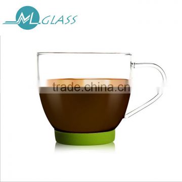 350ml drinking glass tasting cups with stainless steel handle