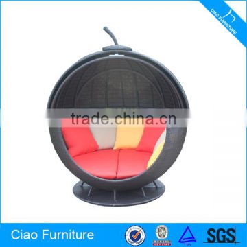 Special Design Rattan Furniture Rotatable Black Apple Sunbed