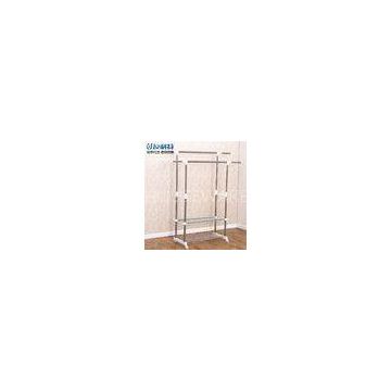 Factory of double layer metal clothes dryer rack hanger rack wrought iron white clothes hanger stand