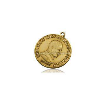 round custom gold plated cheap souvenir medal
