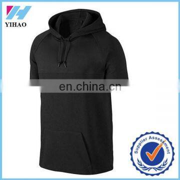 Yihao trade assurance wholesale custom hoodies men Short Sleeve Pullover Hoodies 2015