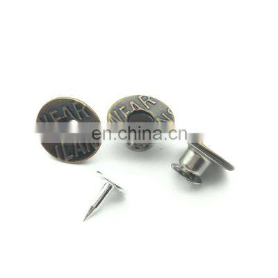 Round Antique Brass Shank Metal Para Jean Pants Button/Jersey Largo Con Botones/Boton For Denim