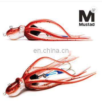 mustad 60g-340g long tail soft octopus  fishing lure soft plastic octopus lure  with jigging hook