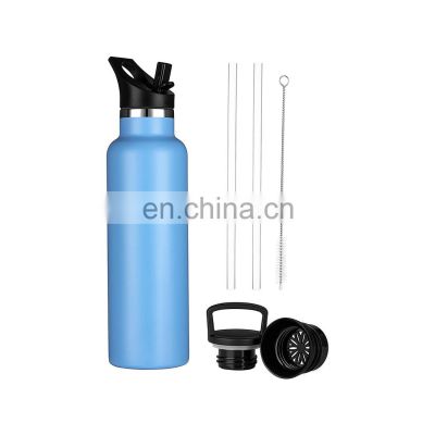 For Sales metal double wall recycled cycling liquid powder thermal insulated bottle with stainless steel straw