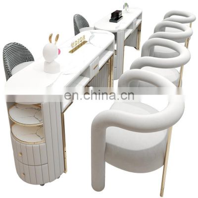 New Luxury Nail Table And Chair Set Marble Manicure Table Single Double High-end Rock Nail Table And Chair