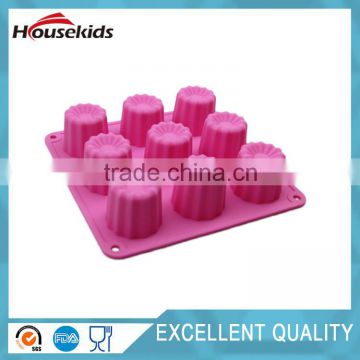 New flower 9 cups shaped silicon cake mould