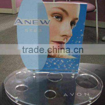 Customised clear acrylic cosmetics display stand