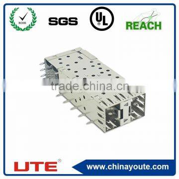 2*1 SFP cage connector with outer light pipes optical transceiver