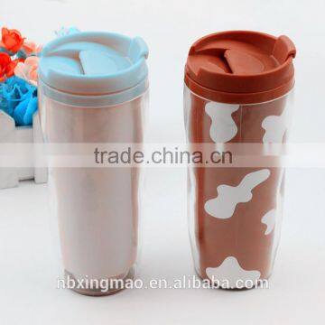 Best and cheap plastic cute double wall leak proof insulated thermos coffee tea dringking travel mugs with lids