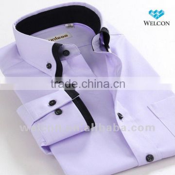 100% cotton stylish design Italian style long sleeve business dress purple fashion men shirt