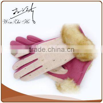 Bright Color Lamb Fur Lining Gloves in Fashion