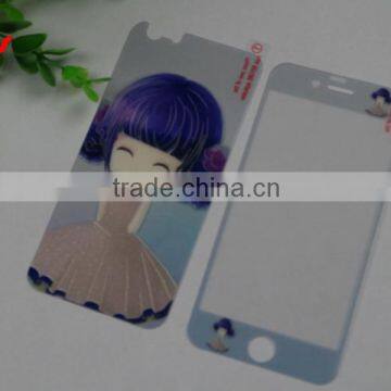 Luminous screen protector cartoon girl on tempered glass with image glass screen guard for iphone